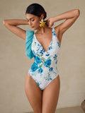 Swim Oasis Deep V-Neck Tummy Control One-Piece Swimsuit