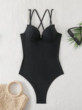 Swim SXY Springbreak Women Black Solid Nylon Fabric Shell Shape
