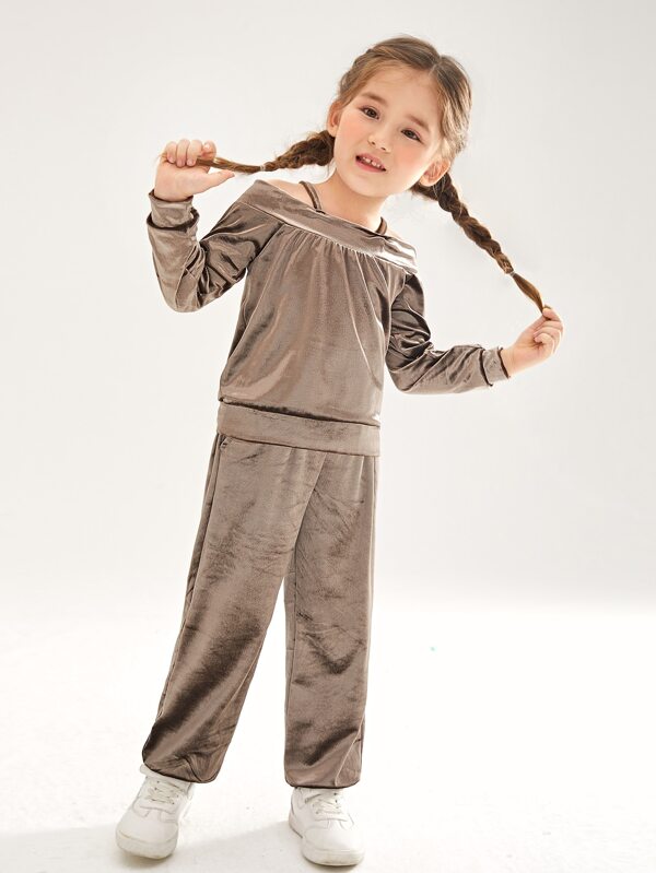 Toddler Girls Cold Shoulder Sweatshirt & Sweatpants