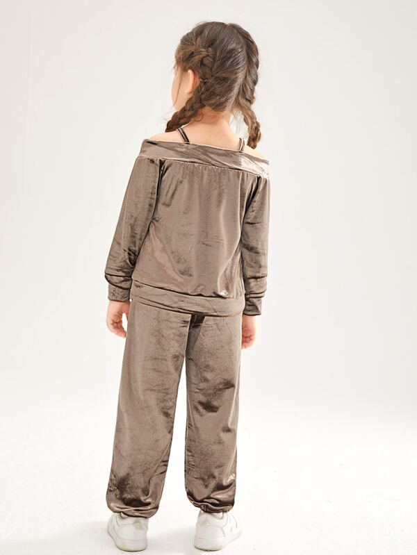 Toddler Girls Cold Shoulder Sweatshirt & Sweatpants