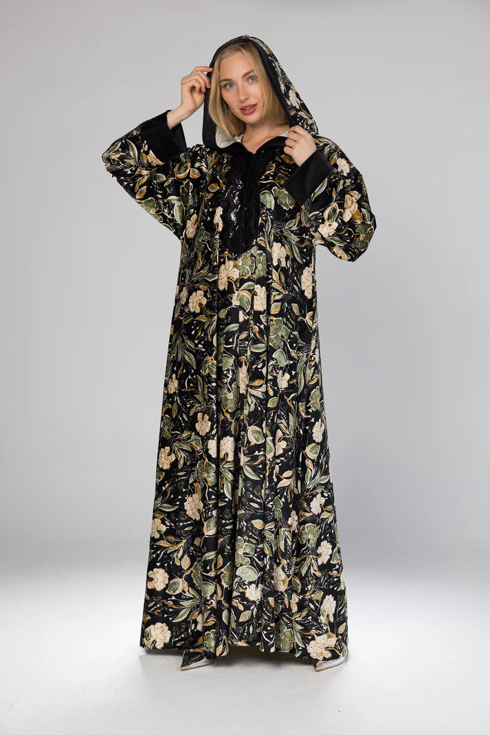 WILD FLOWERS HOODED GALABEYA