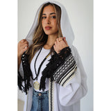 White hooded embroidered kaftan