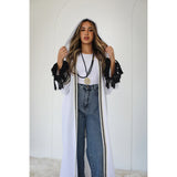 White hooded embroidered kaftan
