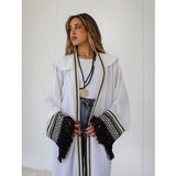 White hooded embroidered kaftan
