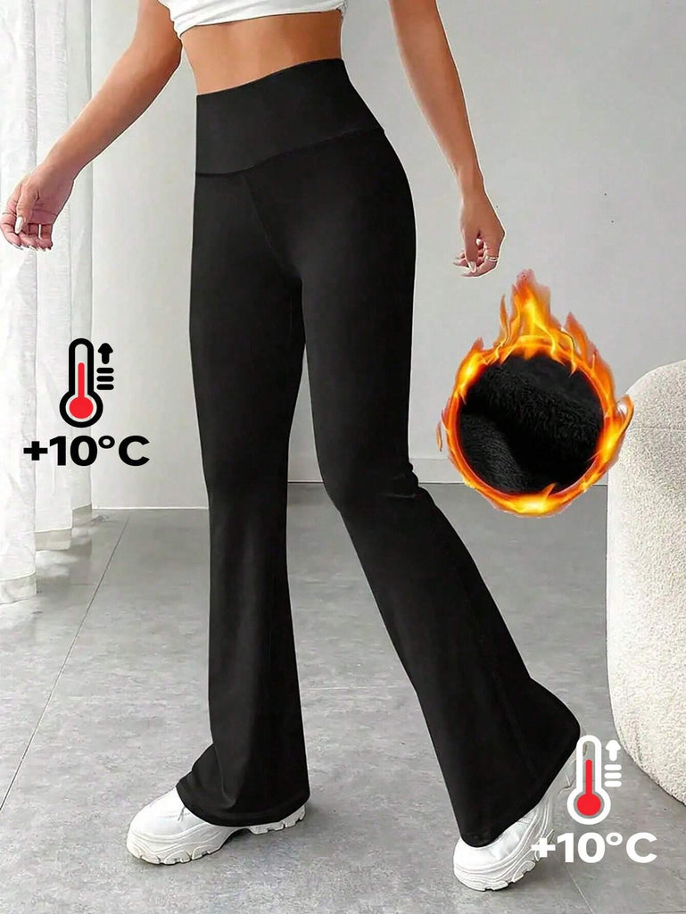 Women Casual Fashion Sports Tight Solid Color Thin Fleece Yoga Pants