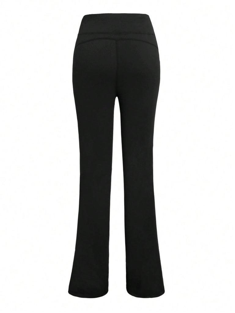 Women Casual Fashion Sports Tight Solid Color Thin Fleece Yoga Pants