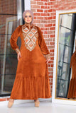 Elegant women's winter abaya with flowers