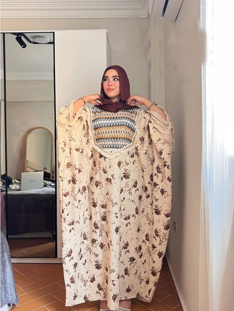 Women's abaya, fabric: imported Fresca patterned