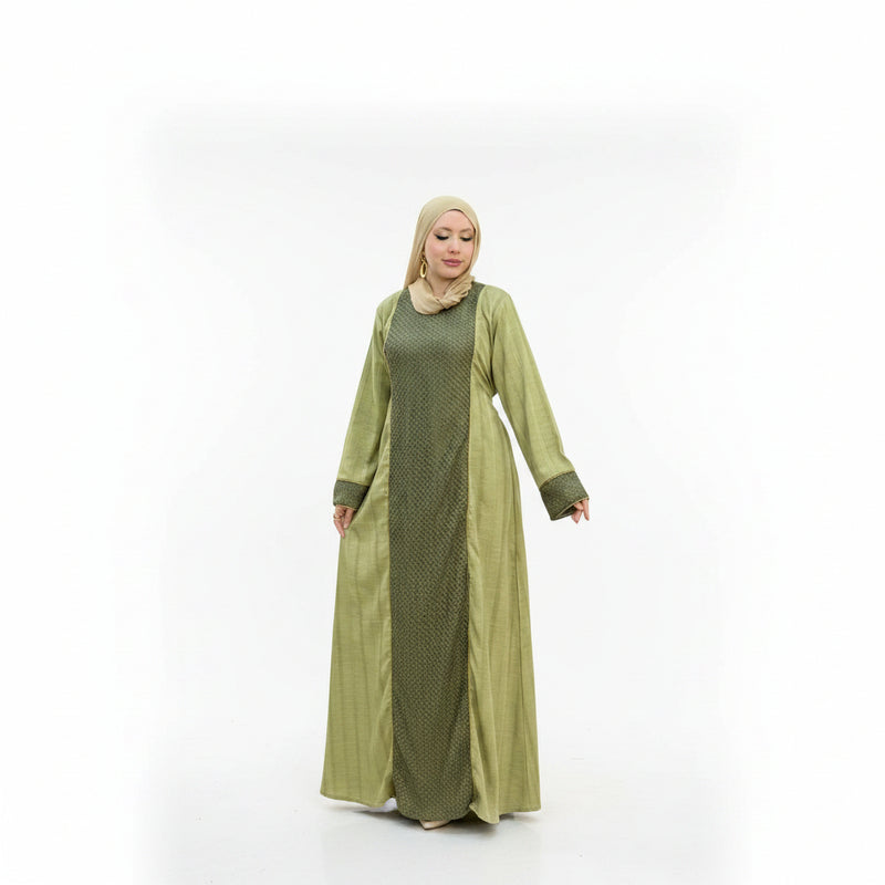 Women's abaya, striped linen fabric