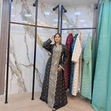 Women's embroidered abaya, linen fabric