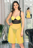 New Yellow babydoll in black short