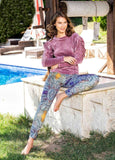 Women's winter pajamas in light purple and red