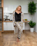 3-piece pajama set: T-shirt + pants + robe