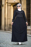 Ribbed suede abaya for women