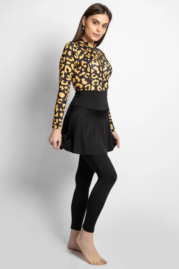 4PACK FULL BODY BURKINI ONE PIECE SWIMSUIT WITH BEACH SKIRT AND PANTS AND SWIM CAP