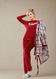 Women's pajamas, 3 pieces, T-shirt + pants + short robe