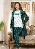 Women's winter pajamas, 3 pieces, T-shirt + pants + short robe