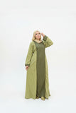 Women's abaya, striped linen fabric