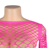 Long Sleeve Two-Piece Bodystocking Egypt With Fishnet Crop Top And Bottom