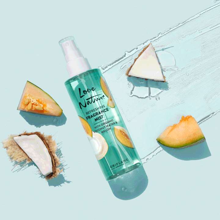 Love Nature mist spray with coconut water and organic cantaloupe extracts