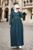 Ribbed suede abaya for women