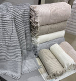 Turkish bathrobe set made of 100% cotton, jacquard and luxurious fringes, loaded with 4 pieces Size 70 x 140 cm