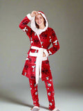 Women's pajamas, 3 pieces, T-shirt + pants + short robe