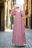 Ribbed suede abaya for women