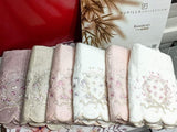 Soft bamboo towel set with tulle and Turkish lace, 6 pieces Size 50 x 90 cm