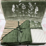 Turkish light blanket set, masterpiece materials Blanket 60% cotton - 40% acrylic 200 x 220 cm  100% cotton sheet, striped, size 240 x 260 cm 2 wooded cushions, 50 x 70 cm