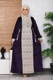 Elegant women's winter abaya with floral velvet