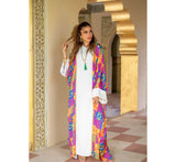 Multicolored printed kaftan dress