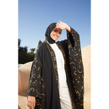 Black linen Arabic calligraphy abaya