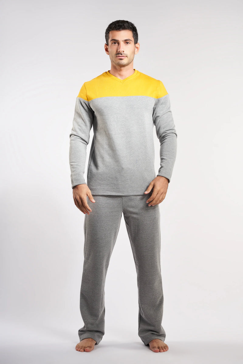 NAGA HOMME Yellow - Grey 2 Pieces Men Pajama