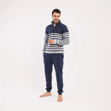 Men's two-piece dark blue pajama