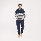 Men's two-piece dark blue pajama