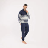 Men's two-piece dark blue pajama