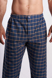 Men's two-piece pajama with indigo blue checks