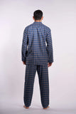 Men's two-piece pajama with indigo blue checks