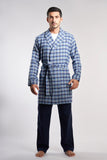 Dark Blue Plaid Robe - Men