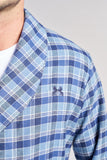 Dark Blue Plaid Robe - Men