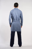 Dark Blue Plaid Robe - Men