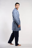 Dark Blue Plaid Robe - Men