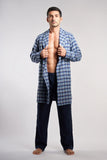 Dark Blue Plaid Robe - Men