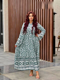 Women's winter abaya with a wide floral print