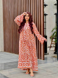 Women's winter abaya with a wide floral print