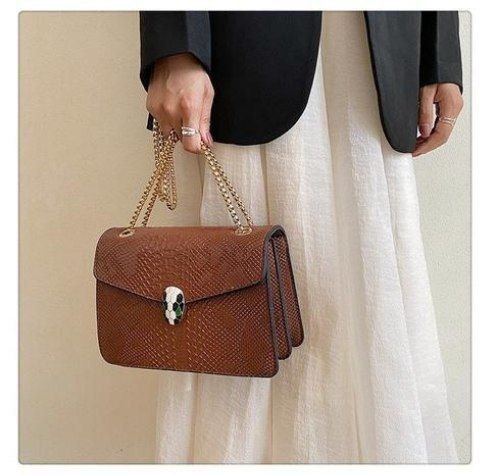 Snake pattern luxury square chain bag