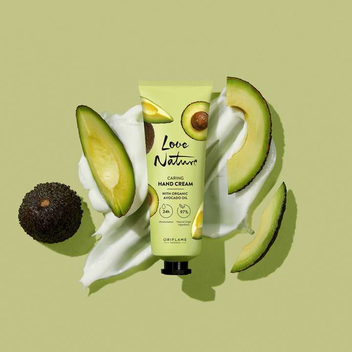 Hand cream with organic avocado oil extract