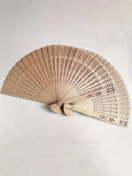 1 pcs Elegant Pure Wood Fans, Handmade Carved Wooden Fan