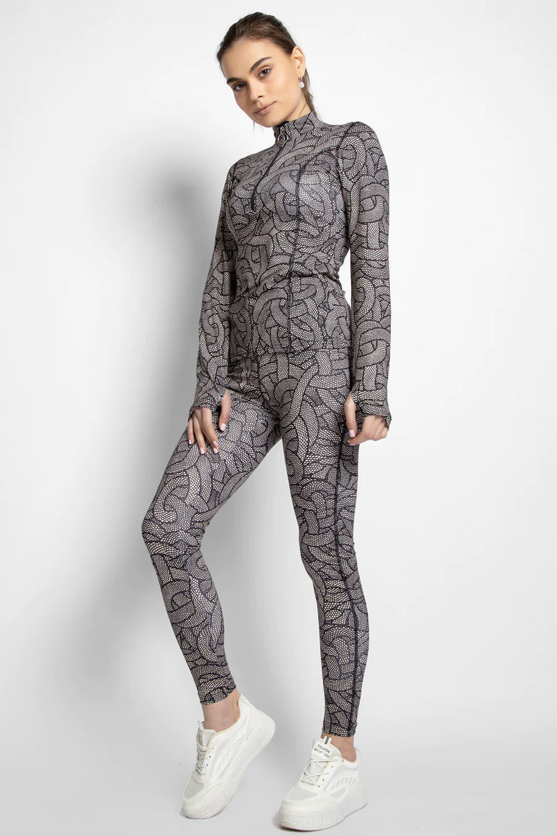 PATTERNED T-SHIRT AND LEGGINGS TRACKSUIT SET